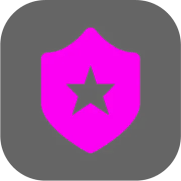 a pink shield with a star on it