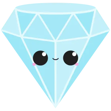 a blue diamond with black eyes