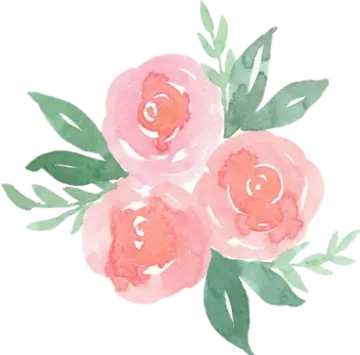 a watercolor painting of three pink roses