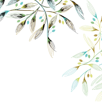 a branch with leaves and flowers on it