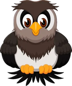 an owl with big eyes sitting on the ground