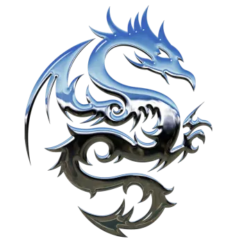 a blue and black dragon tattoo design