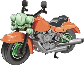 a cartoon character riding a motorcycle