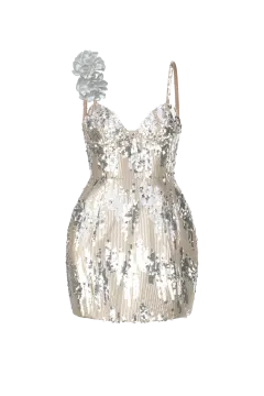 a white top with silver sequins on it