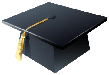 a black graduation cap with a gold ta