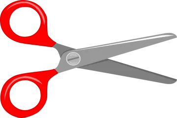 a pair of scissors with red handles