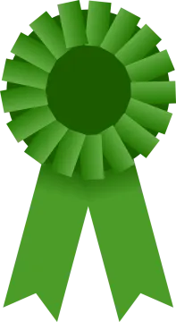 a green ribbon on a white background