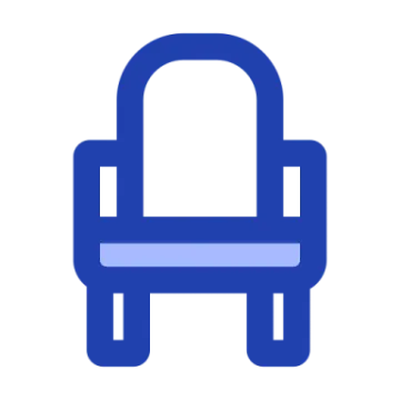 a blue chair on a white background
