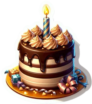 a birthday cake with a lit candle on top