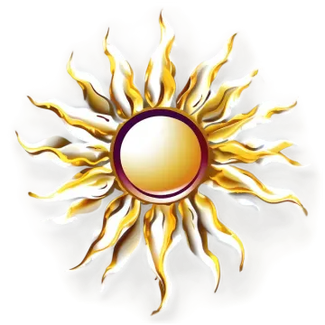 a yellow sun with rays on a white background