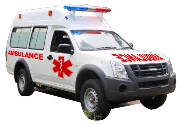 an ambulance vehicle with the word ambulance written on it