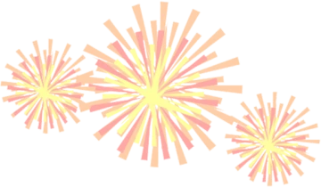 a group of yellow and pink fireworkss
