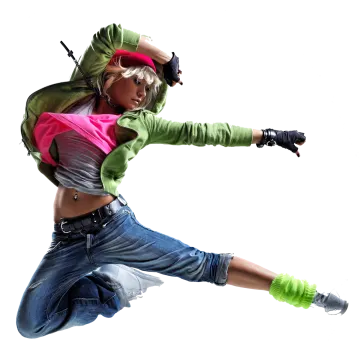 a woman is jumping in the air with a skateboard