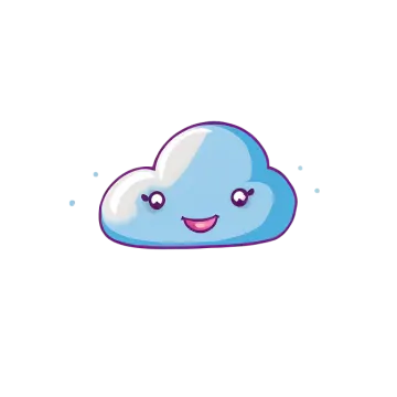 a blue and white cloud with a smiling face
