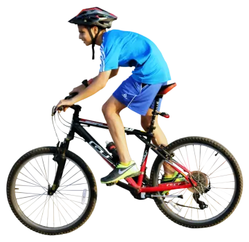 a person riding a bike on a white background