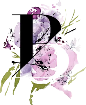 the letter p is painted with watercolor paint
