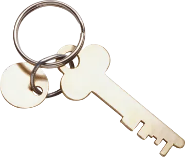 a metal key with two keys attached to it