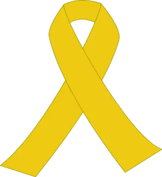 a yellow ribbon on a white background