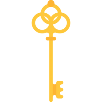 a golden key with a flower on it