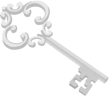 a white key with an ornate design on it