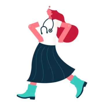an illustration of a woman in a skirt and headphones