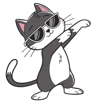 a black and white cat wearing sunglasses
