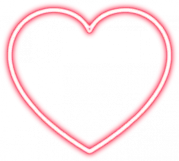 a pink neon heart on a white background