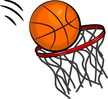 a basketball ball flying through the hoop