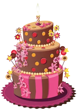 a birthday cake with candles and candis