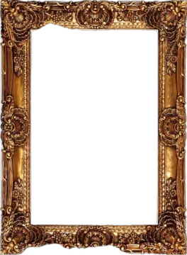 an ornate gold frame with a white background