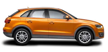 an orange audi suv on a white background