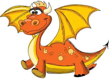 a red dragon with yellow wings