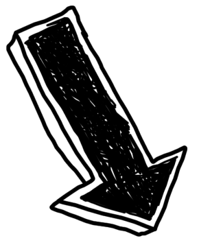 a black and white drawing of an arrow