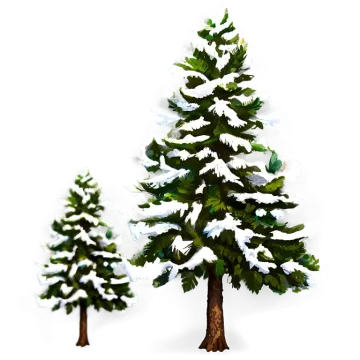 a painting of two trees with snow on them