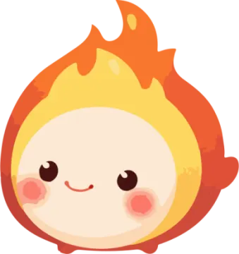 a cartoon character with a fire on his head