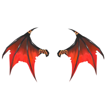two red and black wings on a white background