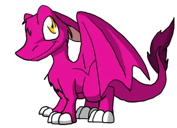a pink dragon with yellow eyes