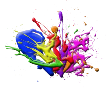 colorful paint splashs on white background