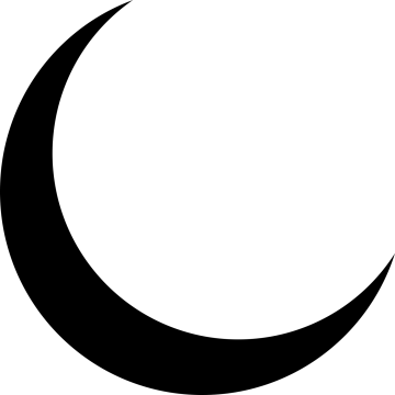 a black and white crescent icon