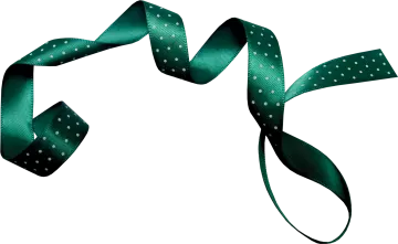 a green ribbon with white dots on it
