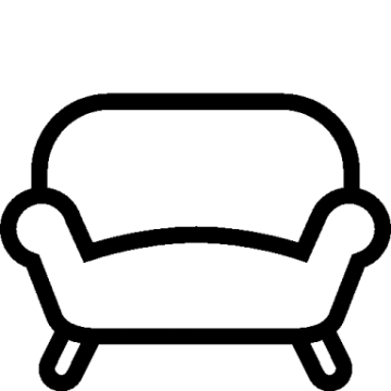 a black and white couch icon