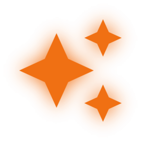 three orange stars on a white background