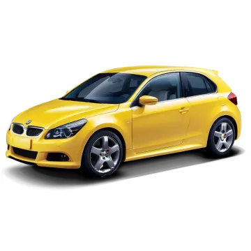 a yellow car on a white background