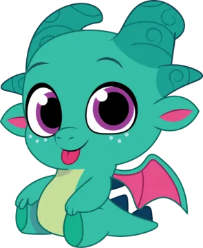 a cute little green dragon with big eyes