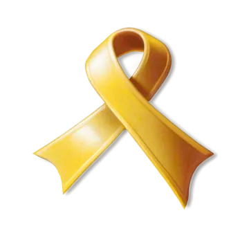 a yellow ribbon on a white background