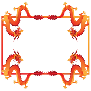 a frame with two dragons in the middle