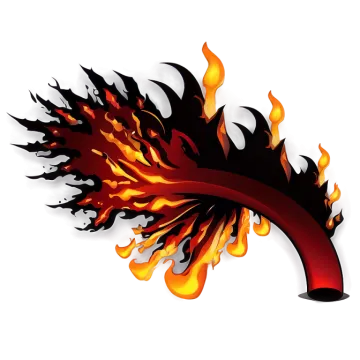 a red and black fire on a white background