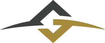 a black and gold triangle with a white background