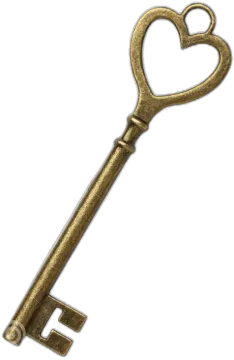 an old key with a heart on it