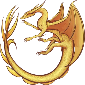 a drawing of two yellow dragons fighting